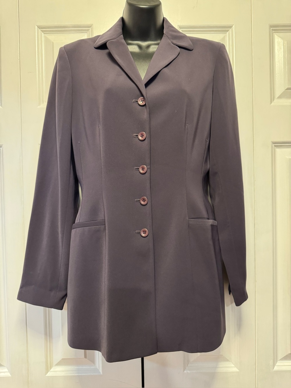 VTG Baldanza Women’s Sz 4 Purple Longline Blazer Jacket 90’s Tailored 
Longline